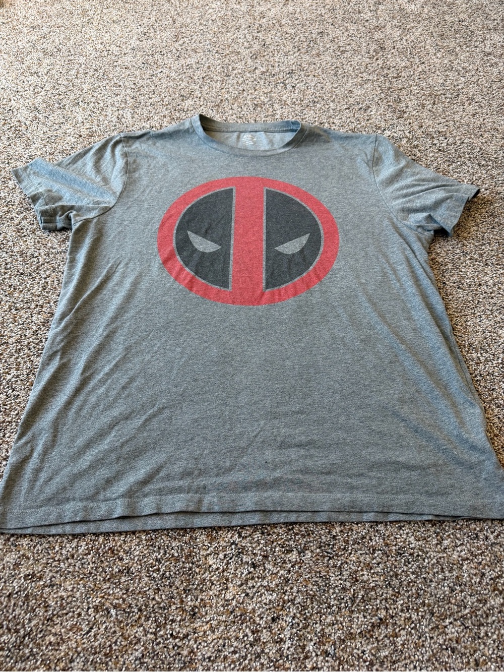 Marvel Deadpool Logo Graphic T Shirt Gray Red Black Men's XL Superhero Comics